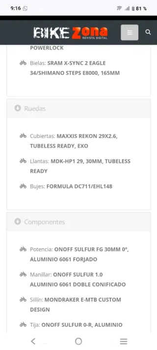 Bicicleta Mondraker Eléctrica