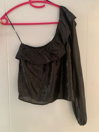 Camisa fiesta Zara brillo negro y dorado