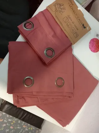 3 Cortinas iguales, Algodón Rosa