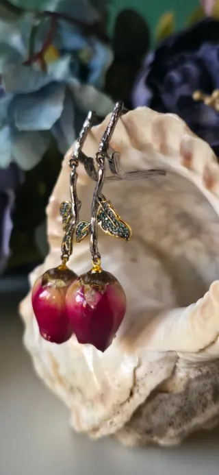 Pendientes rosas joya autor plata de ley