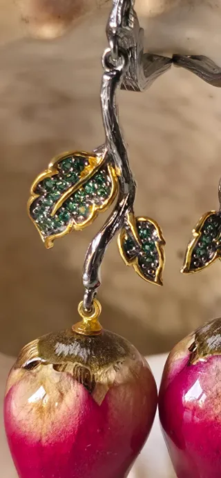 Pendientes rosas joya autor plata de ley