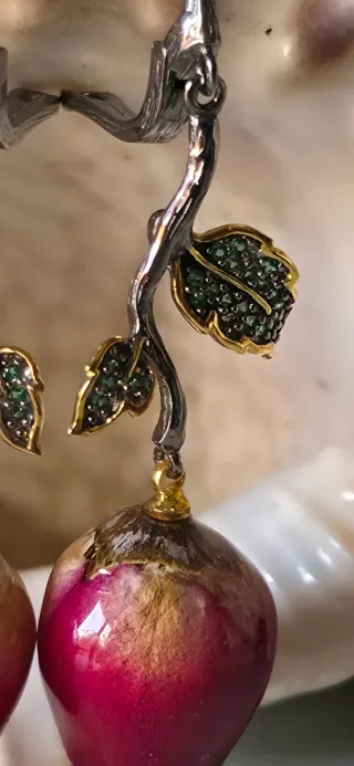 Pendientes rosas joya autor plata de ley