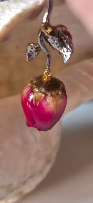 Pendientes rosas joya autor plata de ley