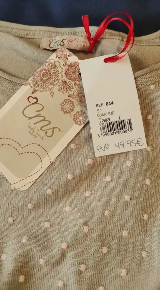Jersey Mujer "CMS" Talla L Beige y Rosa