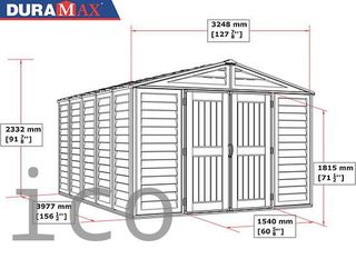 Caseta PVC Woodbridge Plus 405x324x233 cm - Duramax