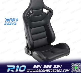 KIT ASIENTO DEPORTIVO SEMI BAQUET ESTILO RS CUERO NEGRO