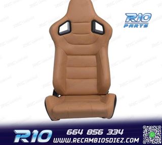 KIT ASIENTO DEPORTIVO SEMI BAQUET ESTILO RS CUERO BEIGE