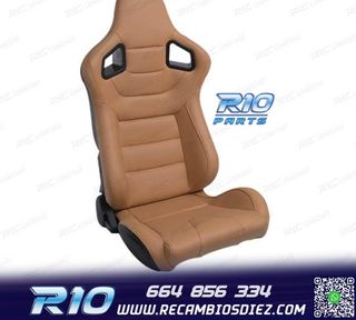 KIT ASIENTO DEPORTIVO SEMI BAQUET ESTILO RS CUERO BEIGE