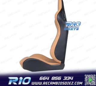 KIT ASIENTO DEPORTIVO SEMI BAQUET ESTILO RS CUERO BEIGE