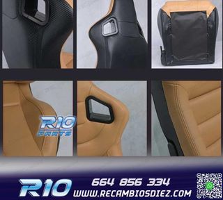 KIT ASIENTO DEPORTIVO SEMI BAQUET ESTILO RS CUERO BEIGE