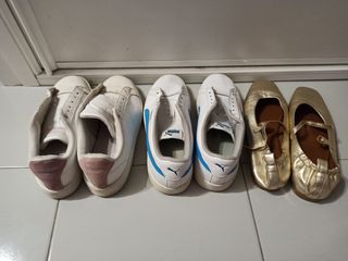 Lote Zapatillas Adidas y Puma Blancas y Doradas
