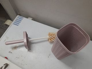 Portascopino bagno rosa intrecciato