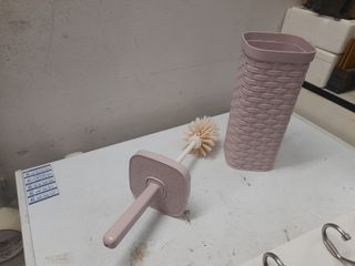 Portascopino bagno rosa intrecciato