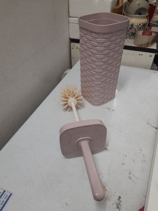 Portascopino bagno rosa intrecciato