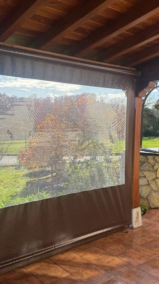 2 Toldos Verticales Terraza Marrón/Transparente