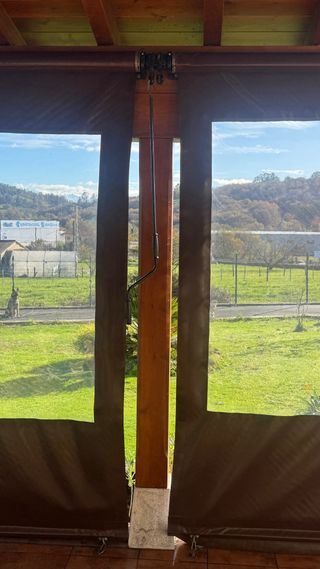 2 Toldos Verticales Terraza Marrón/Transparente