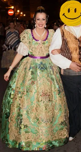 Vestido Fallera Siglo XIX Verde y Oro