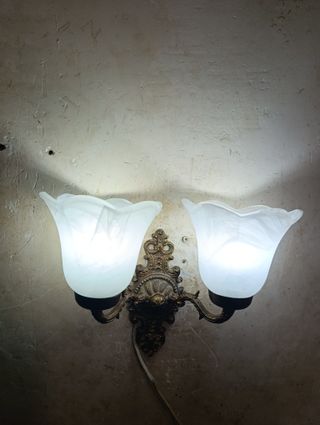 Applique Modernista a Doppio Braccio con Tulipani Marmorizzati