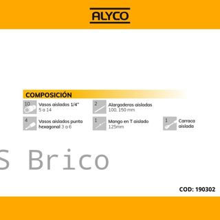 Juego Llaves de Vaso Aisladas de 1/4" - 18 Piezas Alyco 190302