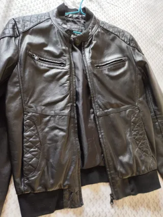 Chaqueta Biker Piel Zara Talla M