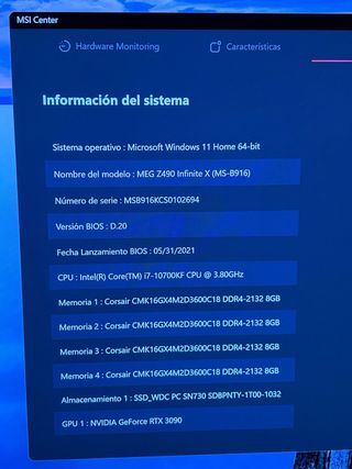 Torre Gaming MSI MEG Infinite X 10th RTX 3090