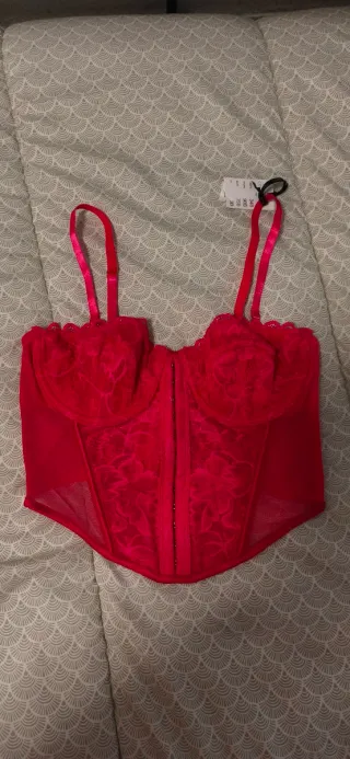 Corsé top rosa fucsia con encaje