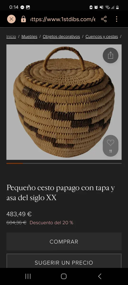 Cesta indígena Tohono O’odham 1910-1935