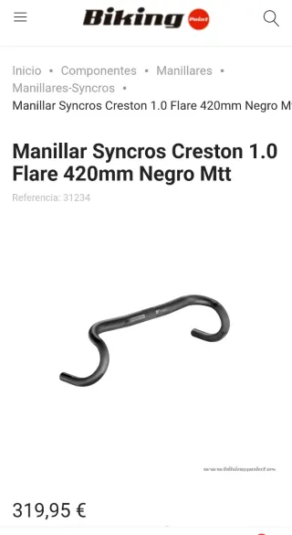 Manillar Carbono Carretera/Gravel Syncros 1.0 flar