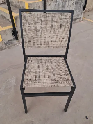 Sillas de exterior de aluminio y tela 7 unidades