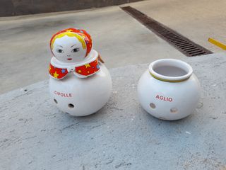 Set contenitori ceramica cipolle aglio