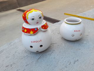 Set contenitori ceramica cipolle aglio