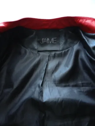 Giubbino ecopelle nero, rosso, bianco Tg M