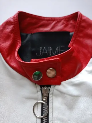 Giubbino ecopelle nero, rosso, bianco Tg M