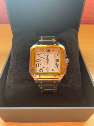 Seiko Mod Santos Date Oro y Plata