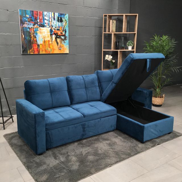 Sofá-cama chaise longue con arcón