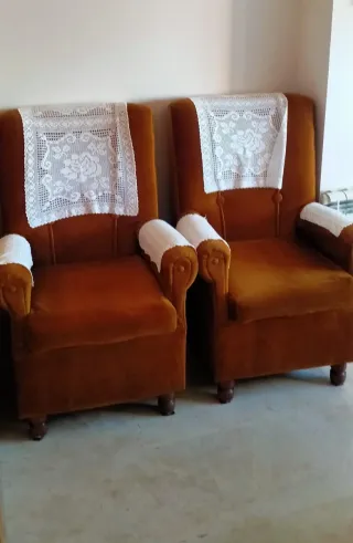 2 Sillones Marrones de Terciopelo