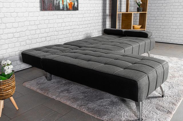 Sofá-cama chaise-longue gris tela