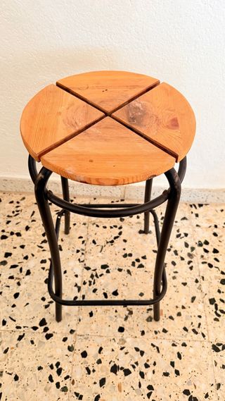 Taburete madera y hierro