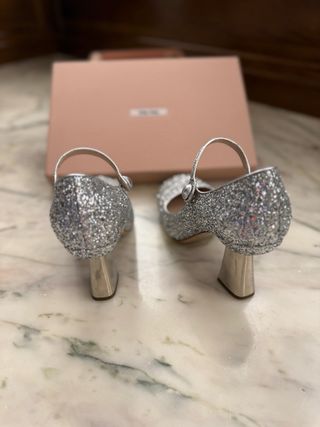 Zapatos Miu Miu Glitter Plataforma Tacón