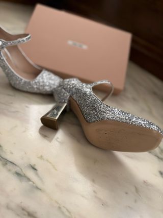 Zapatos Miu Miu Glitter Plataforma Tacón