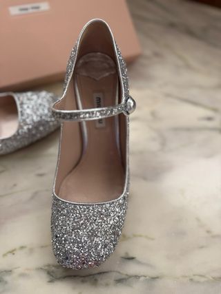 Zapatos Miu Miu Glitter Plataforma Tacón
