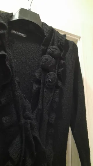 Maglione lungo con rouches in lana e mohair