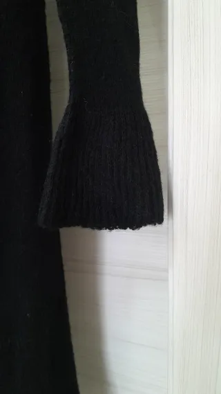 Maglione lungo con rouches in lana e mohair