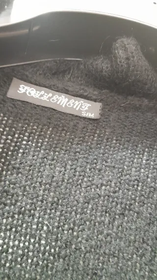 Maglione lungo con rouches in lana e mohair