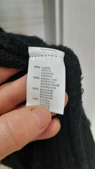 Maglione lungo con rouches in lana e mohair