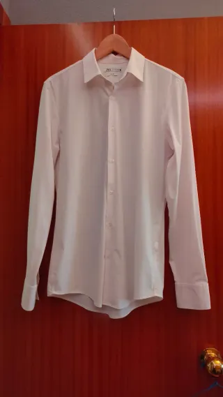 Camisa Zara Blanca y Pantalón Traje Azul