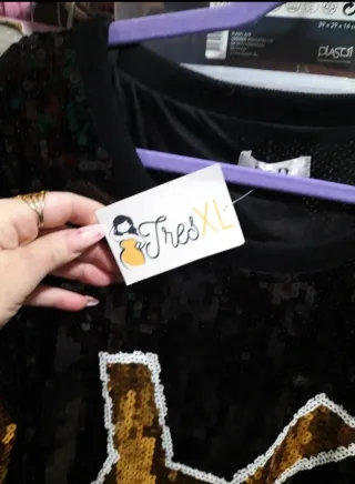 Vestido lentejuelas negro y dorado