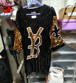 Vestido lentejuelas negro y dorado