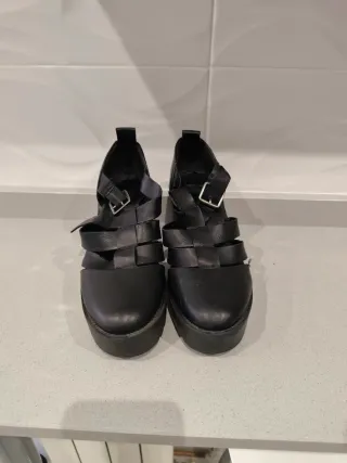 Zapatos Zara Tacón Plataforma Negro