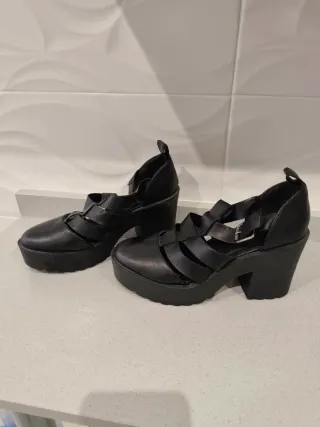 Zapatos Zara Tacón Plataforma Negro